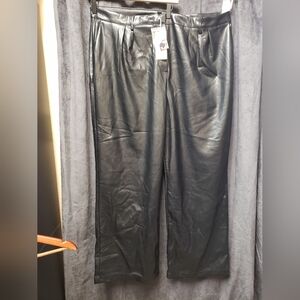 Worthington Jason Bolden Sz 22W Black Faux Leather Pants NWT